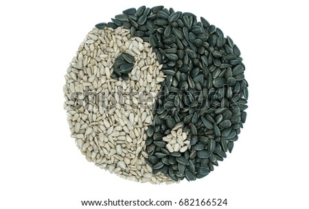 Yin-Yang symbol of sunflower seeds.