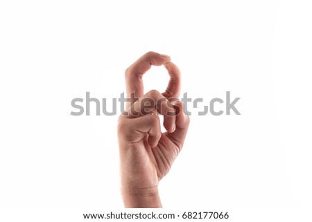 Sign language or hand language on white isolated background.