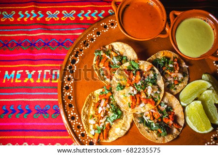 tacos, mexico cuisine, mexican food,  Royalty-Free Stock Photo #682235575