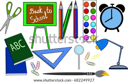 Set of colorful school items in Vector.  Office supplies