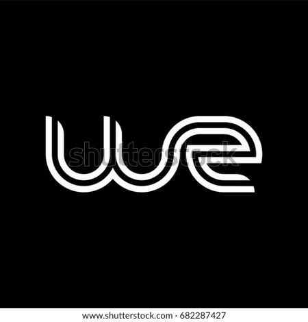 Initial lowercase letter wz, linked outline rounded logo, white color on black background