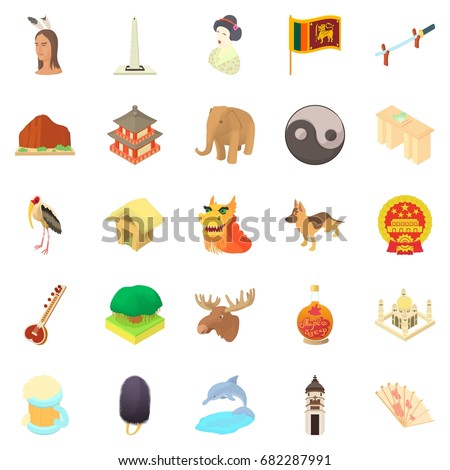 Travel to Asia icons set. Cartoon set of 25 travel to asia vector icons for web isolated on white background