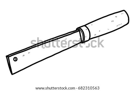retro knife / cartoon vector and illustration, black and white, hand drawn, sketch style, isolated on white background.