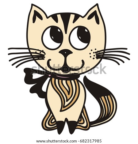 Cute cartoon cat. Vector illustration.