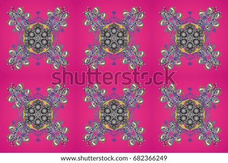 Freehand ethnic Xmas sketch. Snowflakes ornamental pattern in abstract style. New Year 2017 collection. Ornamental artistic raster illustration in colors for Merry christmas cards.