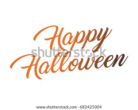 The black and orange gradient isolated hand writing word HAPPY HALLOWEEN on white background