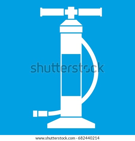 Hand air pump icon white isolated on blue background vector illustration