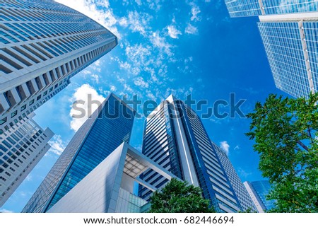 High-rise buildings and blue sky Shinagawa, Tokyo, Japan
