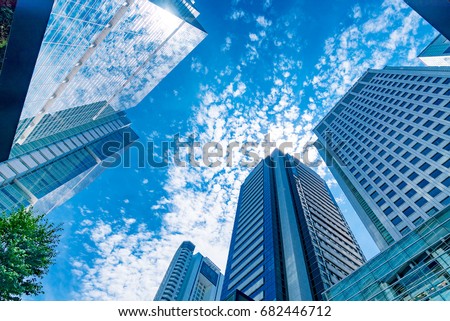 High-rise buildings and blue sky Shinagawa, Tokyo, Japan