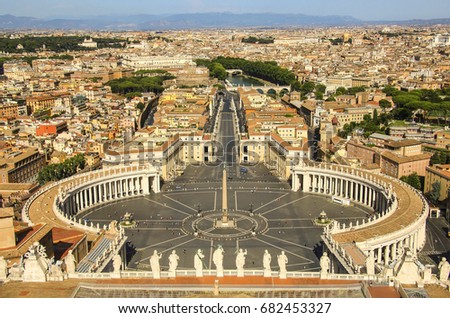 View from St. Peter's Basilica.St. Peter's Square, Piazza San Pietro in Vatican City. Italy. 