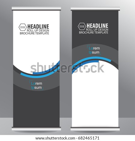 roll up business brochure flyer banner design vertical template vector, cover presentation abstract geometric background, modern publication x-banner and flag-banner,carpet design Royalty-Free Stock Photo #682465171