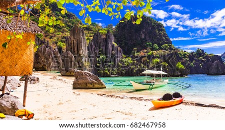 Island hopping - incredible El Nido, wild beauty of Philippines Royalty-Free Stock Photo #682467958