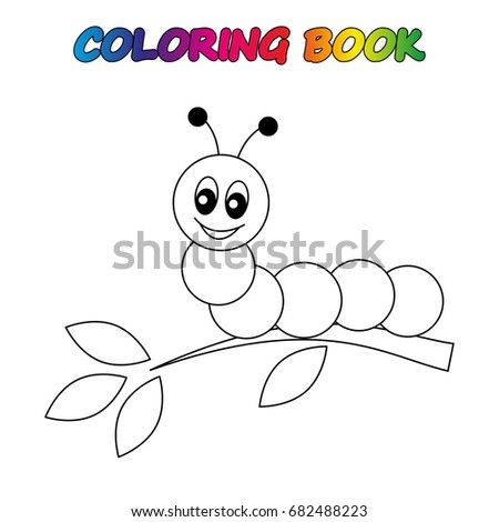 caterpillar  - coloring book.  Coloring  page to educate preschool kids .  Game for preschool kids.  Vector cartoon  illustration, worksheet.