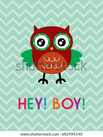 cute owl boy greeting vector