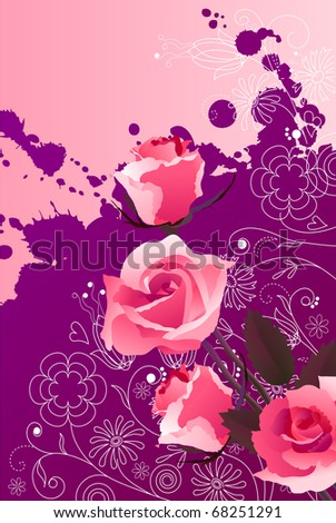 Floral background with roses. Raster version. Vector version is in my gallery.
