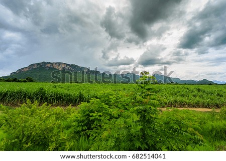 Mountain and sky in rainy season