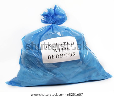 Bag with things infested with bedbugs