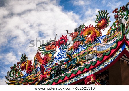 Dragon Chinese style Statue on blue sky