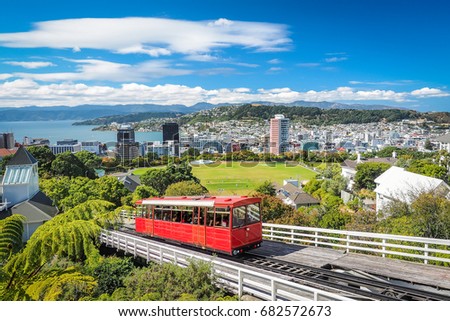 Wellington Cable Car, the landmark of New Zealand. Royalty-Free Stock Photo #682572673
