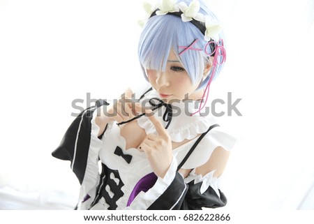 Japan anime cosplay girl in white tone