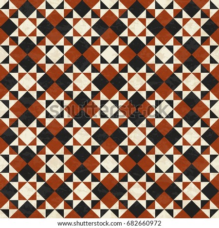 Ancient geometric mosaic pattern, abstract marbled tiles, textured seamless vector illustration