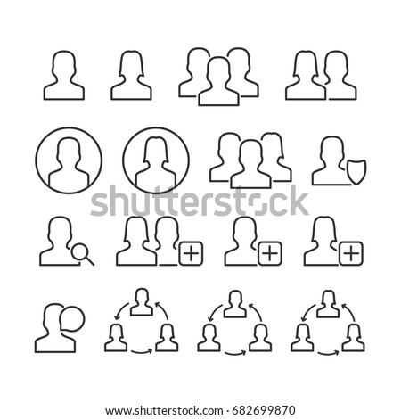Vector image set user line icons.