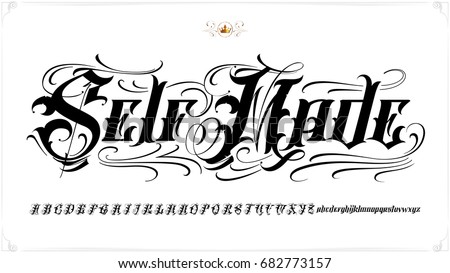 Old english vector lettering set Royalty-Free Stock Photo #682773157
