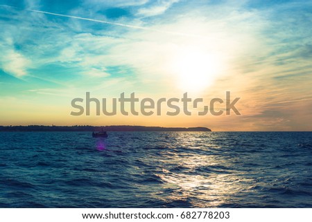 Boats moored in  Wladyslawowo Harbor on a sunny day sunset. Baltic sea Poland.