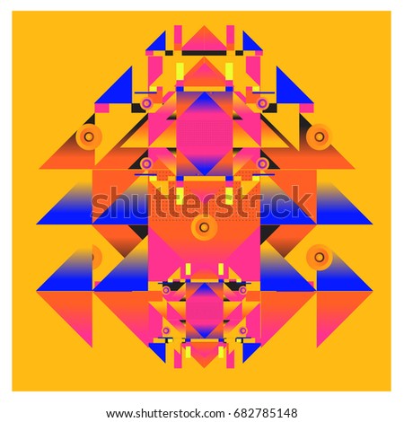 Trendy geometrical kaleidoscope vector illustration with abstract colorful textures. Design for summer holiday poster, card, brochure, and promotion template. Fashion art print and background.