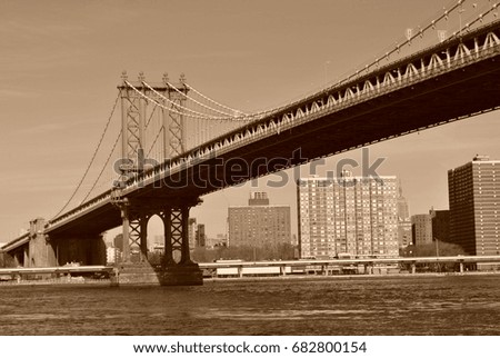 Manhattan Bridge, sepia Royalty-Free Stock Photo #682800154