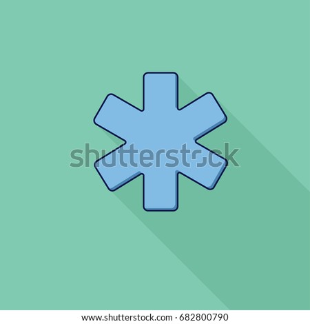 Modern icon medicine, background green and flat style, long shadow 