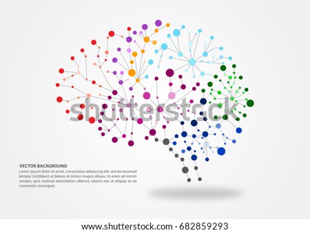 Colorful brain mapping concept with dots, circles and lines