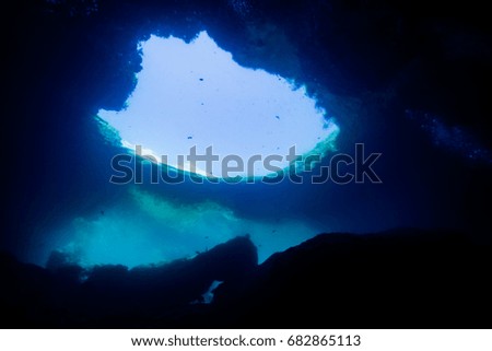 Rays of Sunlight into the Underwater Cave