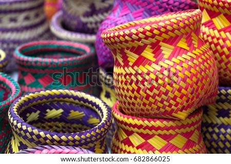 Indian handicrafts made by the natives of Paraty, Rio de Janiero - Brazil. Royalty-Free Stock Photo #682866025