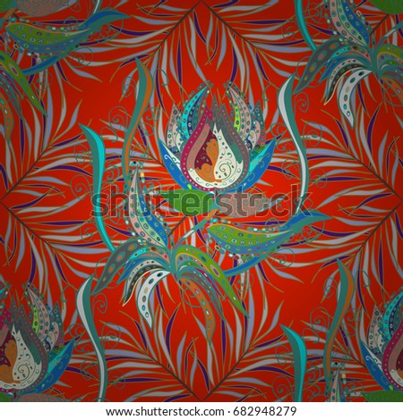 Modern floral background. Amazing seamless floral pattern with bright colorful flowers and leaves on a background. The elegant the template for fashion prints. Folk style.