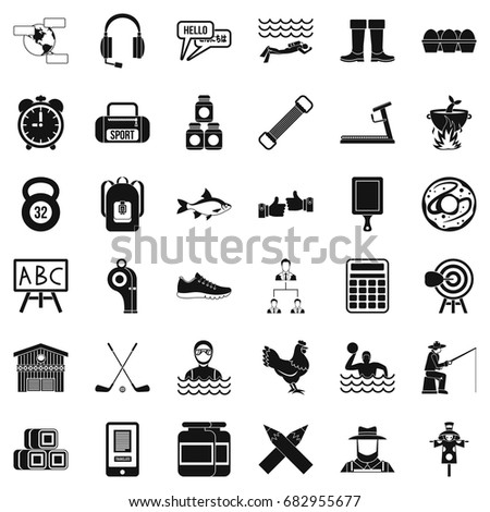 Sporting icons set. Simple style of 36 sporting vector icons for web isolated on white background