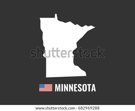 Minnesota map isolated on black background silhouette. Minnesota USA state. American flag. Vector illustration.