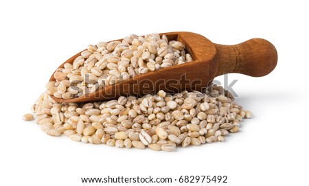 pearl barley isolated on white Royalty-Free Stock Photo #682975492