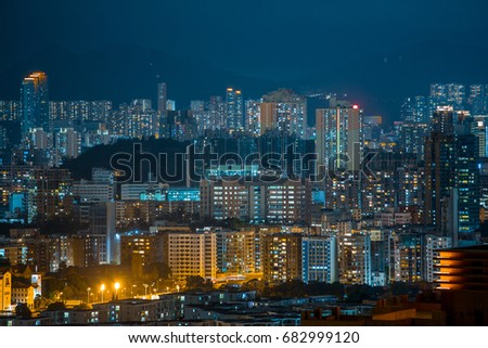 Hong Kong City Night Scene in Kowloon 