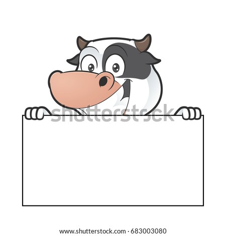 Cow holding blank sign