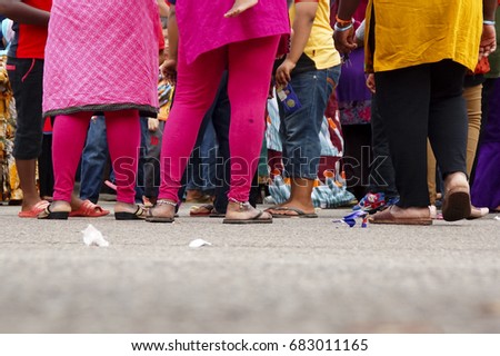 Crowd Of Asian People Walking On The Street With Motion Blur Effect