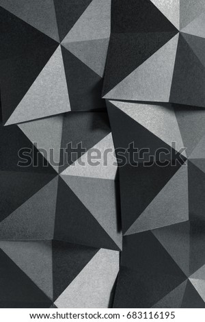 Geometric shapes of paper, grainy texture background