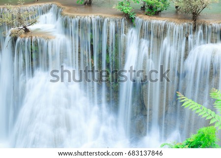 Deep forest waterfall at Huay Mae Kamin waterfall National Park 