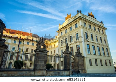 President residence at Prague background