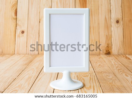 White label on the table Stand acrylic tent card Used for Menu Bar and restaurant can be used for display or montage anything your products or picture frame for Photo or picture painting art . mockup