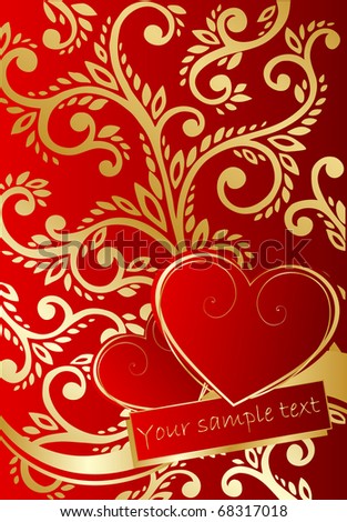 abstract ornate background with hearts