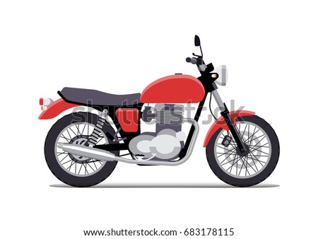 red classic motorcycle design flat style. Isolated on white background