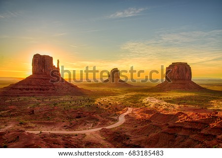 Sunrise view at Monument Valley, Arizona, USA Royalty-Free Stock Photo #683185483