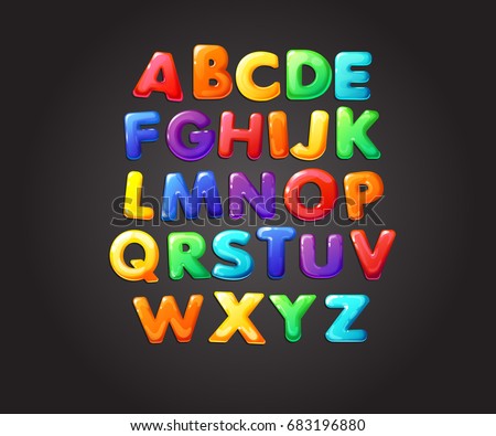 Colorful jelly alphabets for kids. Isolated vector illustration

