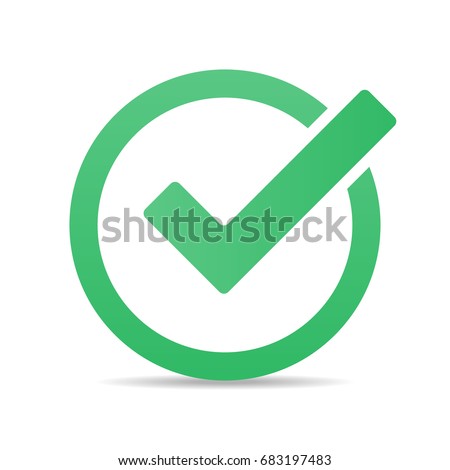 Green tick checkbox vector illustration isolated on white background Royalty-Free Stock Photo #683197483